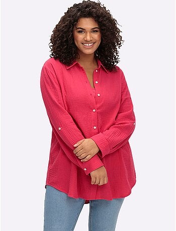 Chemisier en coton col chemisier moderne - taille standard - sheego