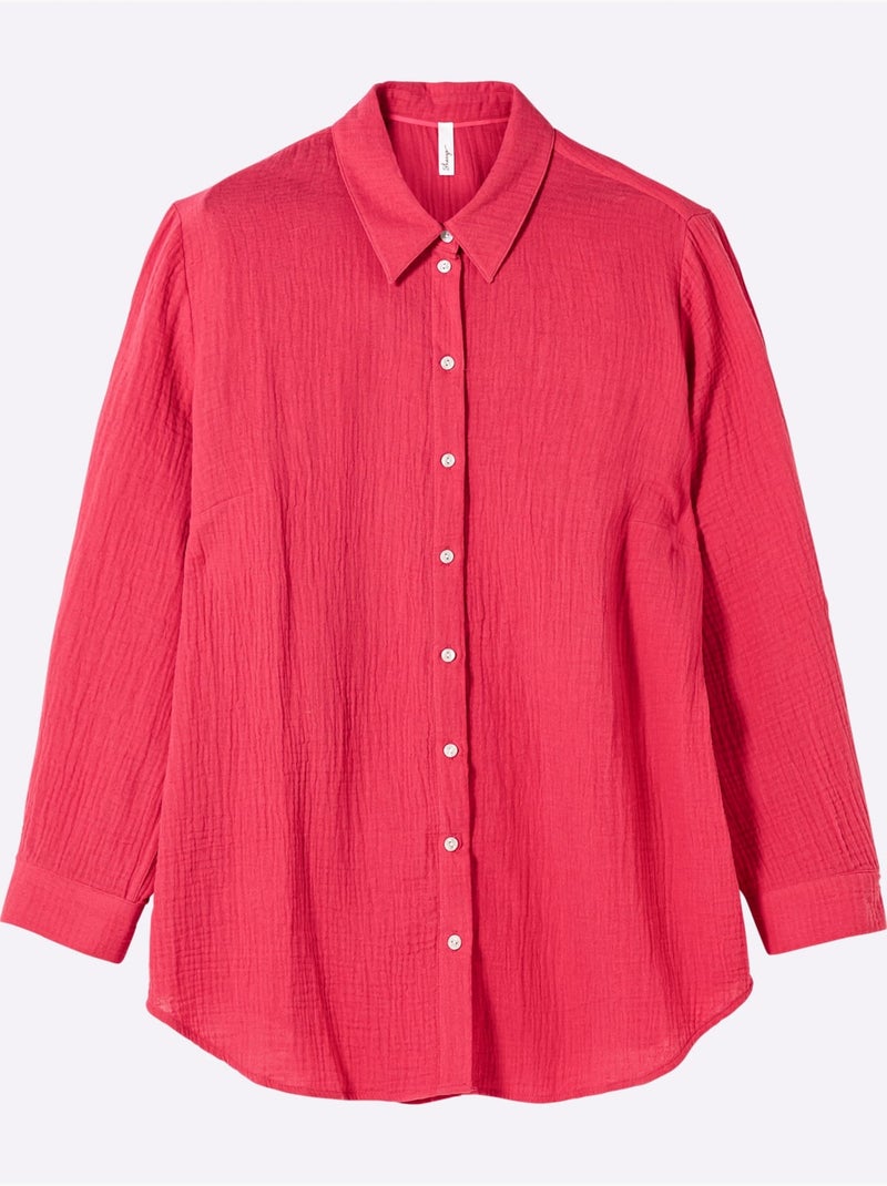 Chemisier en coton col chemisier moderne - taille standard - sheego Magenta - Kiabi