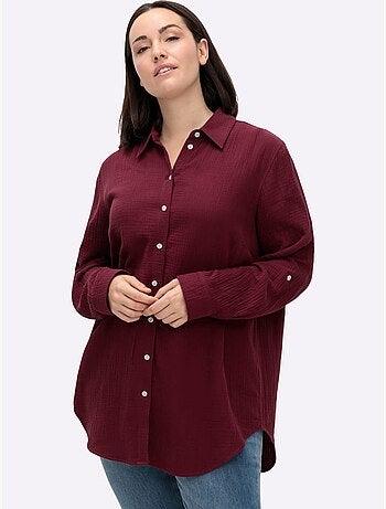 Chemisier en coton col chemisier moderne - taille standard - sheego