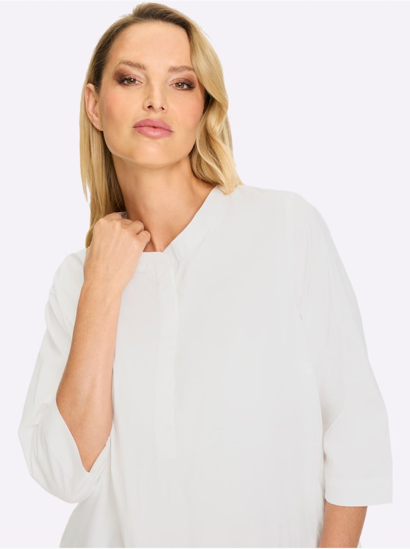 Chemisier En Coton Coupe Moderne - Taille Standard - Helline Blanc - Kiabi