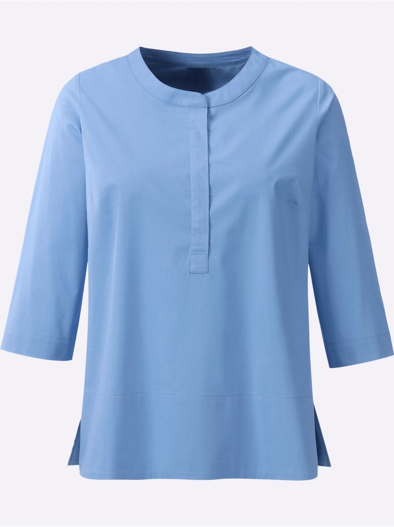 Chemisier En Coton Coupe Moderne - Taille Standard - Helline Bleu ciel - Kiabi