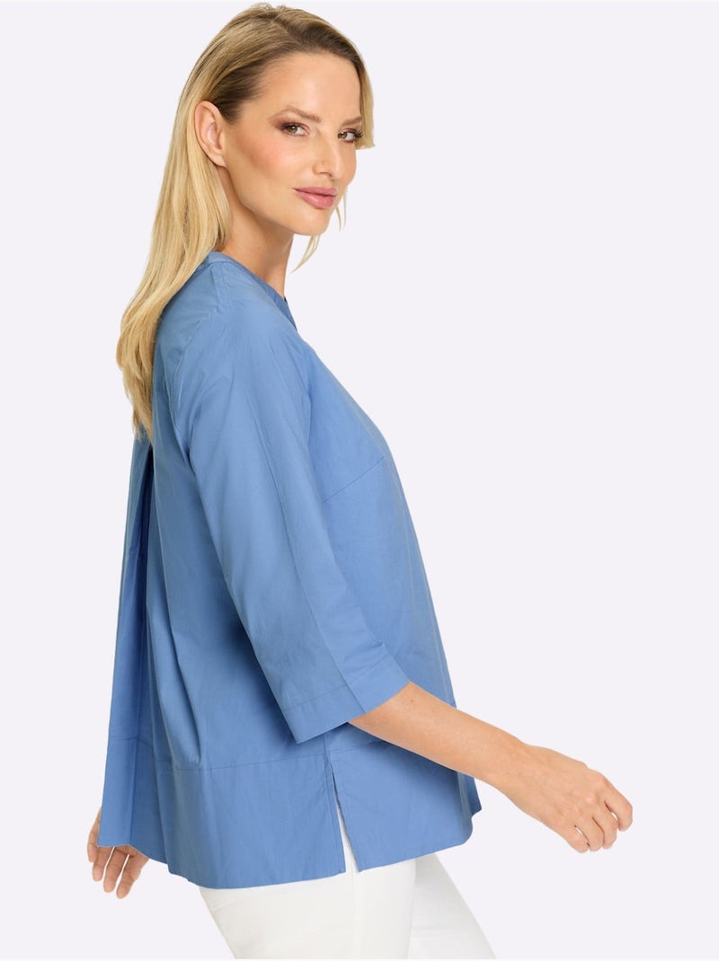 Chemisier En Coton Coupe Moderne - Taille Standard - Helline Bleu ciel - Kiabi