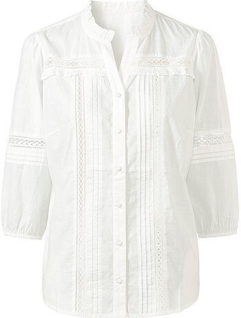 Chemisier En Coton Détails Transparents En Dentelle - Taille Standard - Witt