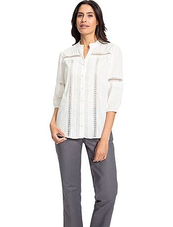 Chemisier En Coton Détails Transparents En Dentelle - Taille Standard - Witt