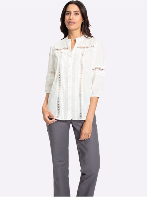 Chemisier En Coton Détails Transparents En Dentelle - Taille Standard - Witt - Kiabi