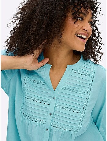 Chemisier En Coton Encolure Arrondie Avec Petit V - Taille Standard - Sheego