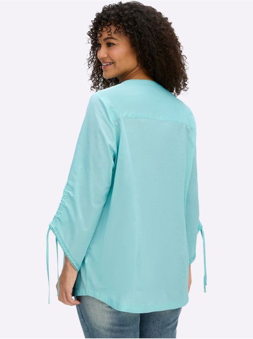 Chemisier En Coton Encolure Arrondie Avec Petit V - Taille Standard - Sheego - Kiabi Chemisier En Coton Encolure Arrondie Avec Petit V - Taille Standard - Sheego - Kiabi