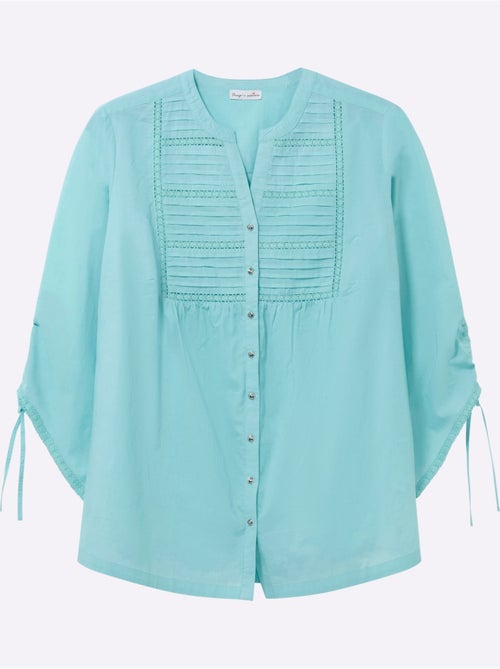 Chemisier En Coton Encolure Arrondie Avec Petit V - Taille Standard - Sheego - Kiabi Chemisier En Coton Encolure Arrondie Avec Petit V - Taille Standard - Sheego - Kiabi