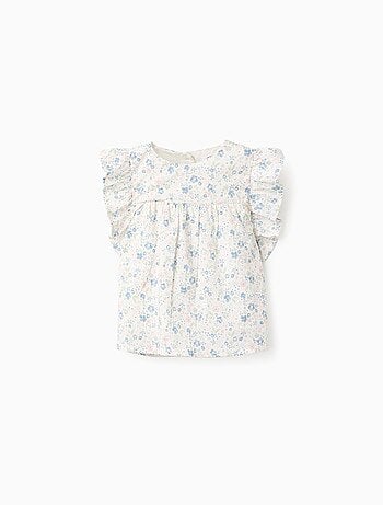 Chemisier en Coton Floral avec Volants