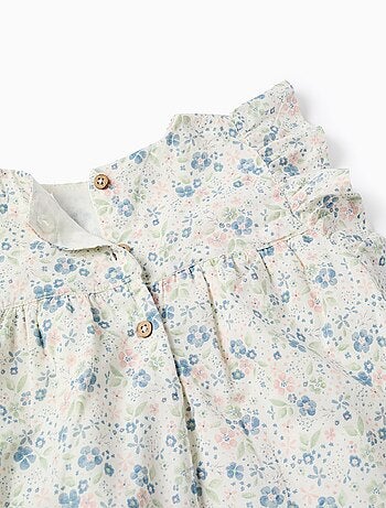 Chemisier en Coton Floral avec Volants