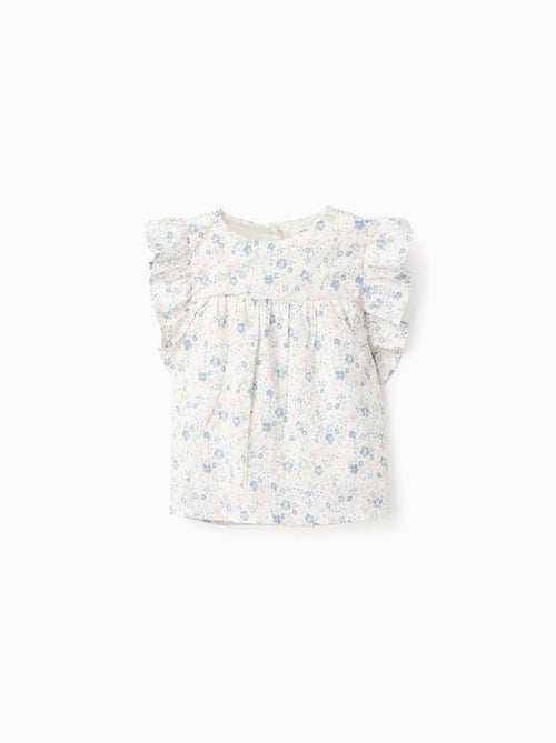 Chemisier en Coton Floral avec Volants - Kiabi
