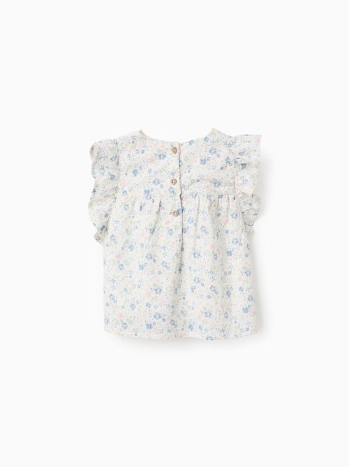 Chemisier en Coton Floral avec Volants - Kiabi