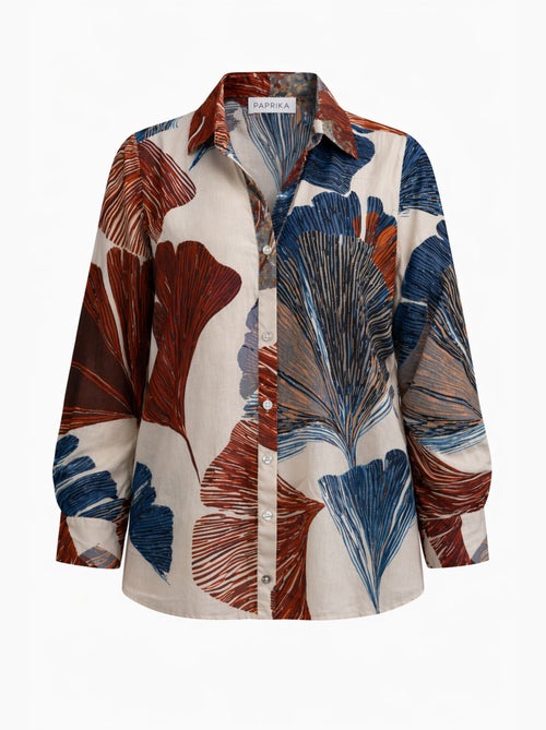 Chemisier en coton imprimé ginkgo PAPRIKA - Kiabi