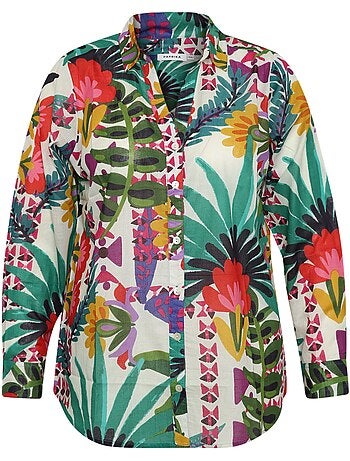Chemisier en coton imprimé tropical