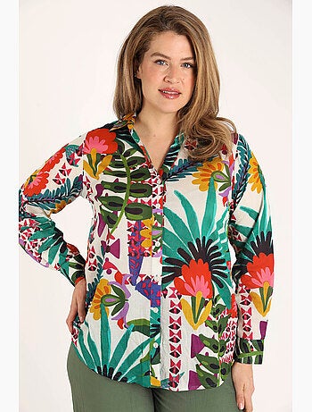 Chemisier en coton imprimé tropical PAPRIKA