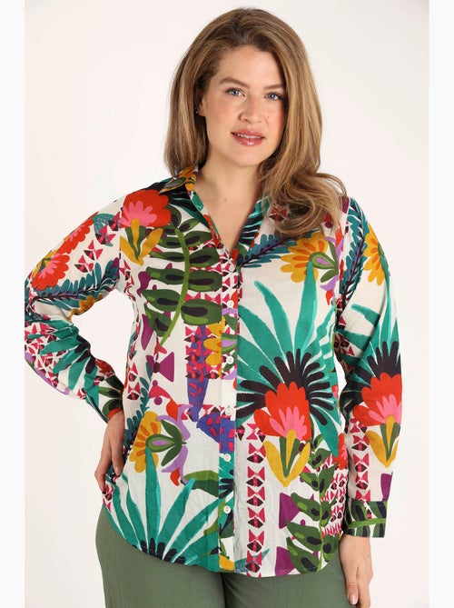 Chemisier en coton imprimé tropical PAPRIKA - Kiabi