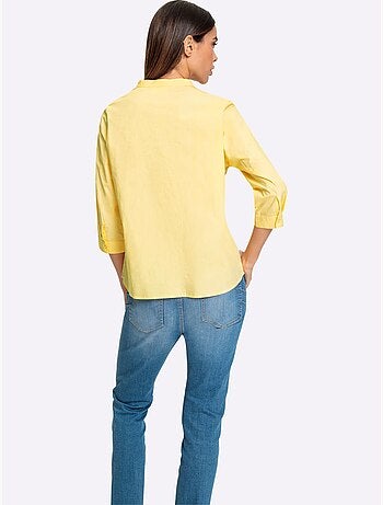 Chemisier En Coton Joli Col Montant Avec Encolure En V - Taille Standard - Helline