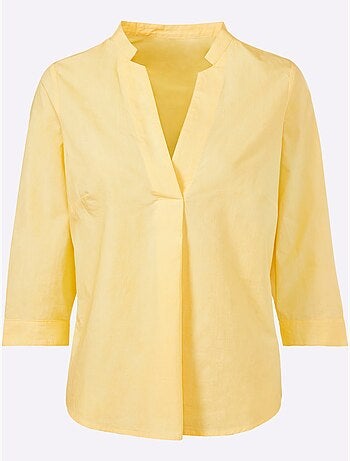 Chemisier En Coton Joli Col Montant Avec Encolure En V - Taille Standard - Helline