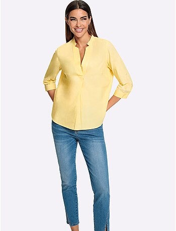 Chemisier En Coton Joli Col Montant Avec Encolure En V - Taille Standard - Helline