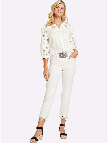 Chemisier En Coton Look Tendance Avec Ourlet Arrondi - Taille Standard - helline