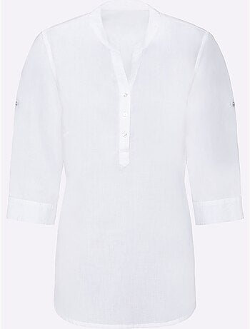 Chemisier En Coton Manches Réglables - Taille Standard - Moda Vilona