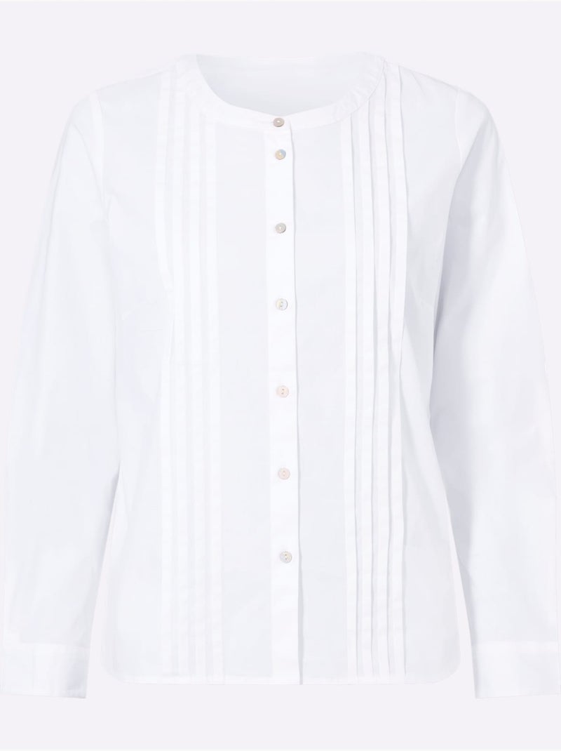 Chemisier En Coton Nervures Affinantes - Taille Standard - Helline Ecru - Kiabi