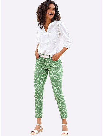 Chemisier en pur coton avec broderie florale et manches 3/4 - Taille standard - Witt