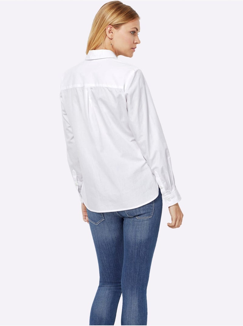 Chemisier En Coton Pur Coton - Taille Standard - Helline Blanc - Kiabi