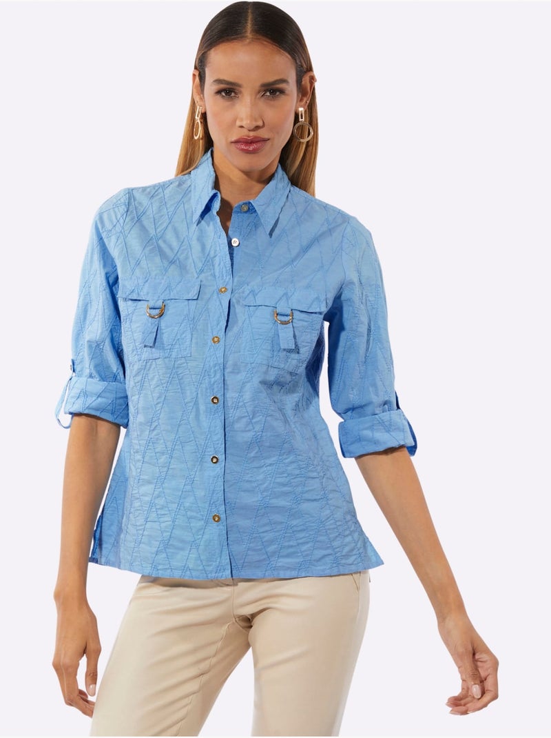Chemisier En Coton Pur Coton - Taille Standard - Helline Bleu ciel - Kiabi