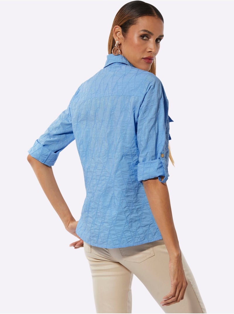 Chemisier En Coton Pur Coton - Taille Standard - Helline Bleu ciel - Kiabi