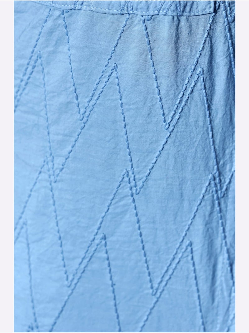 Chemisier En Coton Pur Coton - Taille Standard - Helline Bleu ciel - Kiabi