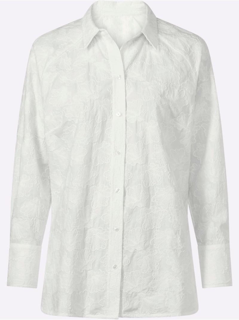 Chemisier En Coton Pur Coton - Taille Standard - Helline Ecru - Kiabi