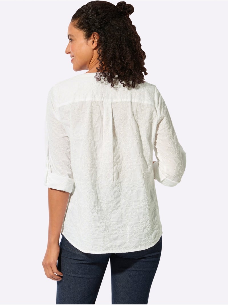 Chemisier En Coton Pur Coton - Taille Standard - Witt Blanc - Kiabi
