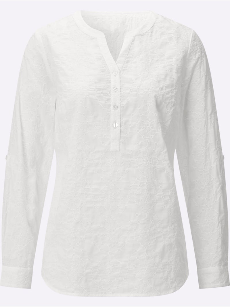 Chemisier En Coton Pur Coton - Taille Standard - Witt Blanc - Kiabi
