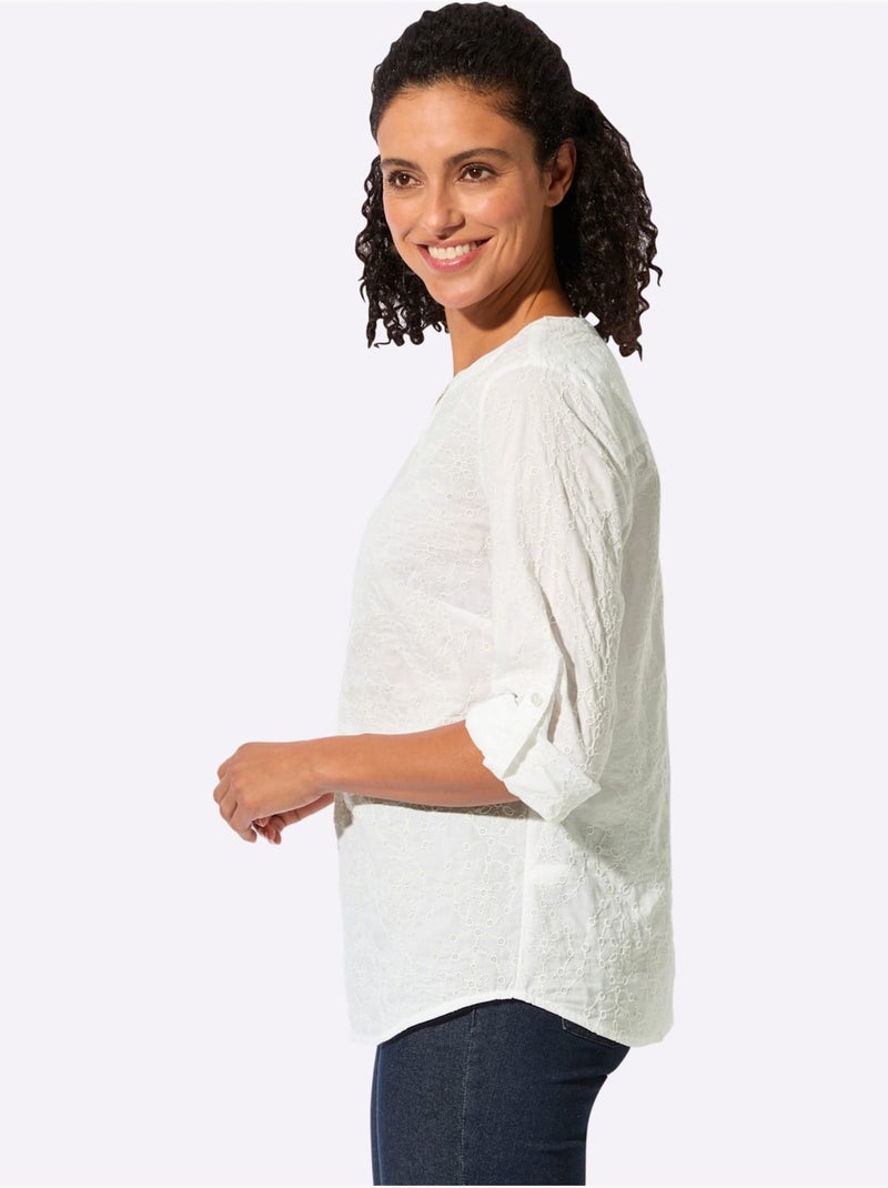 Chemisier En Coton Pur Coton - Taille Standard - Witt Blanc - Kiabi
