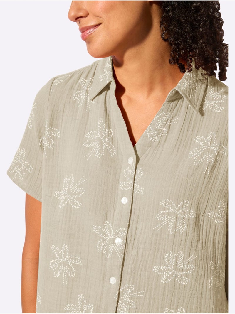 Chemisier En Coton Pur Coton - Taille Standard - Witt Ecru/Sable - Kiabi