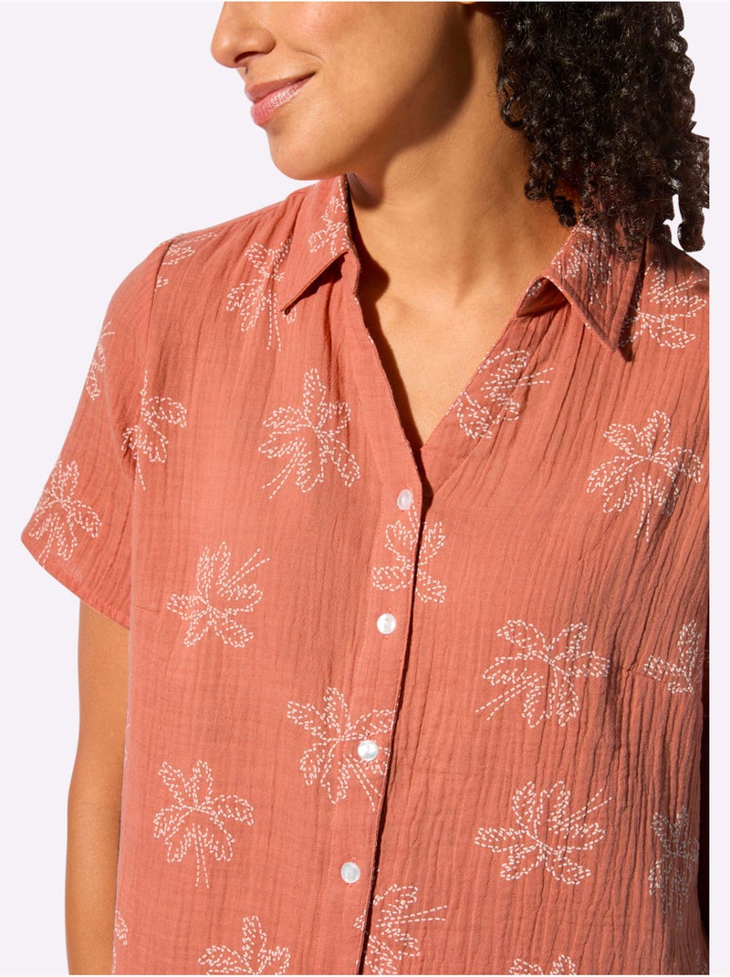 Chemisier En Coton Pur Coton - Taille Standard - Witt Orange - Kiabi