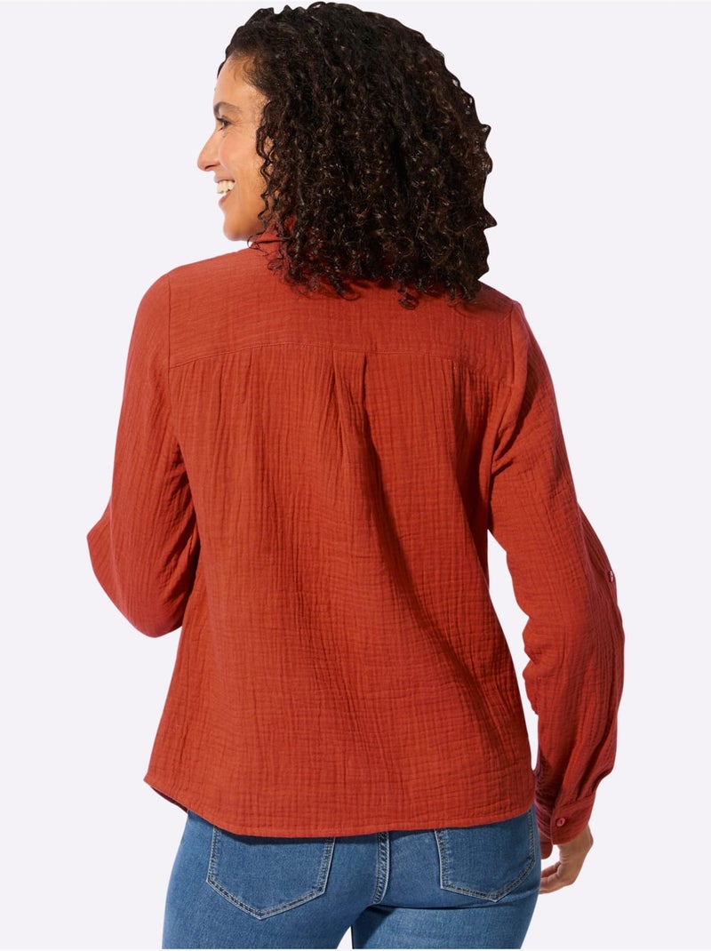 Chemisier En Coton Pur Coton - Taille Standard - Witt Orange/Rouge - Kiabi