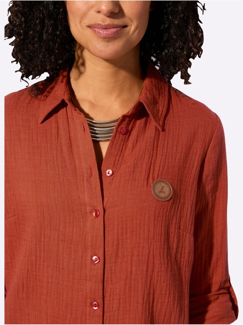 Chemisier En Coton Pur Coton - Taille Standard - Witt Orange/Rouge - Kiabi