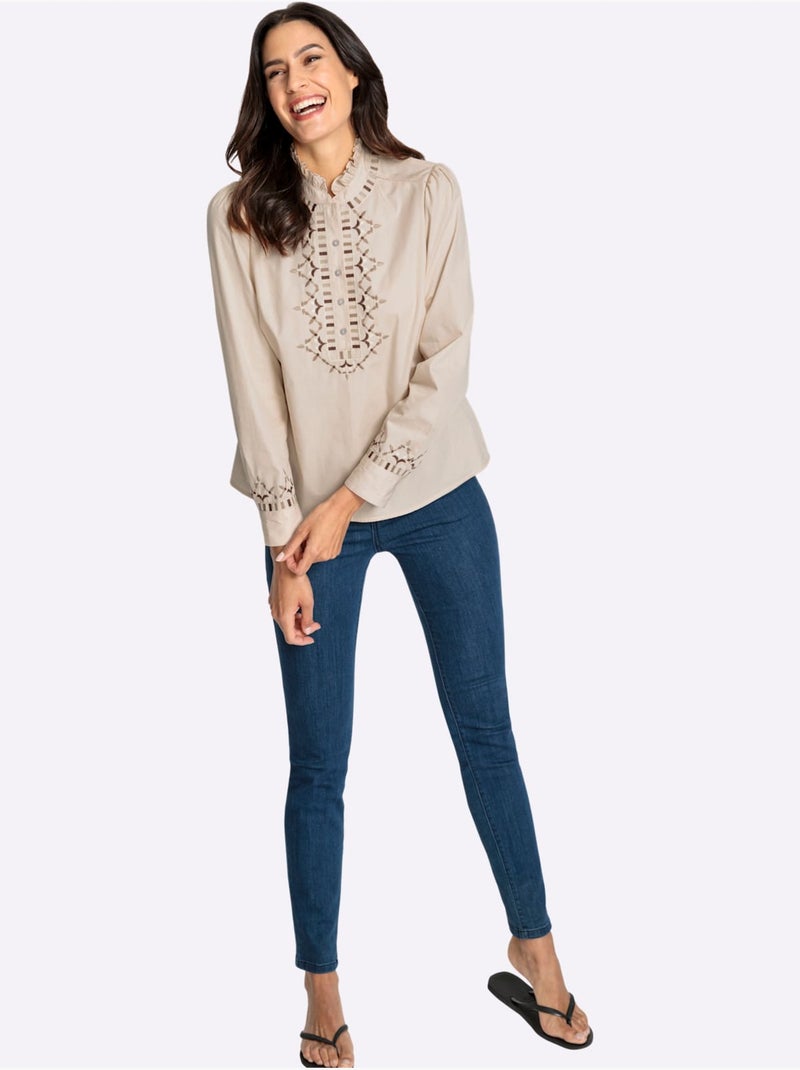 Chemisier En Coton Qualité Popeline - Taille Standard - Witt Marron - Kiabi