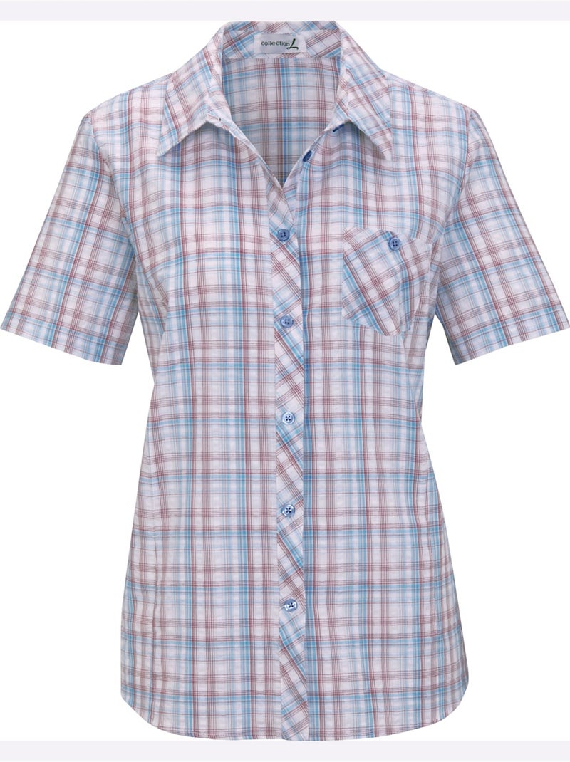 Chemisier En Coton Qualité Seersucker - Taille Standard - Moda Vilona Bleu jean - Kiabi