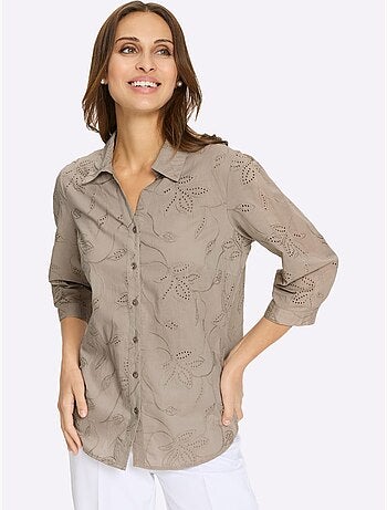 Chemisier En Coton Superbe Broderie De Madère - Taille Standard - Witt