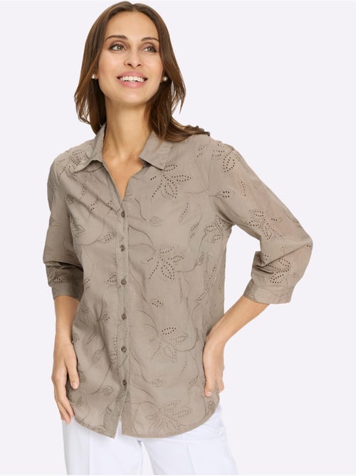 Chemisier En Coton Superbe Broderie De Madère - Taille Standard - Witt - Kiabi Chemisier En Coton Superbe Broderie De Madère - Taille Standard - Witt - Kiabi