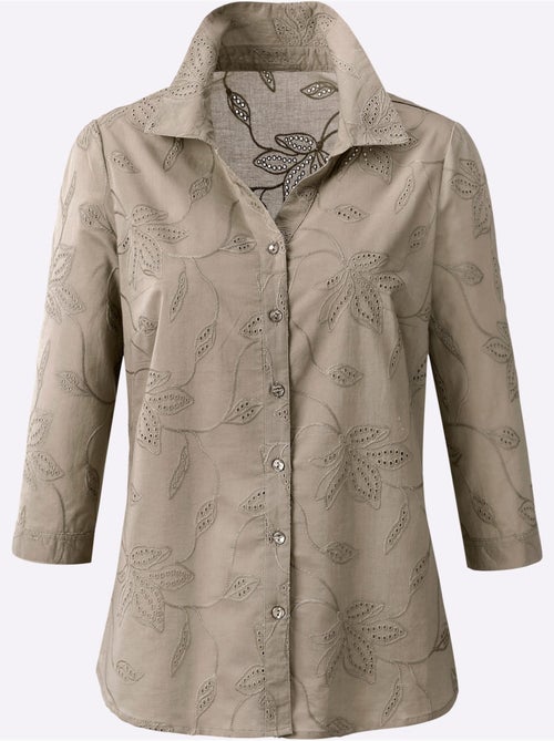 Chemisier En Coton Superbe Broderie De Madère - Taille Standard - Witt - Kiabi Chemisier En Coton Superbe Broderie De Madère - Taille Standard - Witt - Kiabi