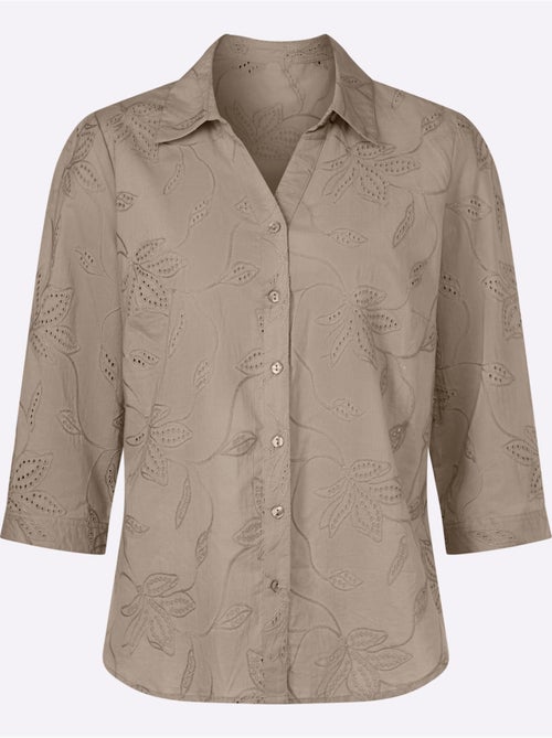 Chemisier En Coton Superbe Broderie De Madère - Taille Standard - Witt - Kiabi Chemisier En Coton Superbe Broderie De Madère - Taille Standard - Witt - Kiabi