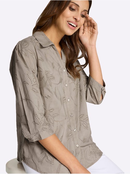 Chemisier En Coton Superbe Broderie De Madère - Taille Standard - Witt - Kiabi Chemisier En Coton Superbe Broderie De Madère - Taille Standard - Witt - Kiabi