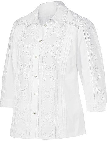 Chemisier En Coton Superbe Broderie De Madère - Taille Standard - Witt