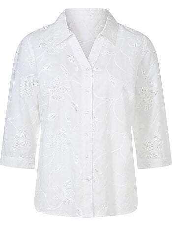 Chemisier En Coton Superbe Broderie De Madère - Taille Standard - Witt