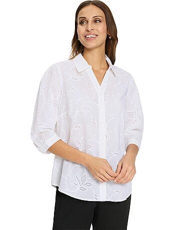 Chemisier En Coton Superbe Broderie De Madère - Taille Standard - Witt