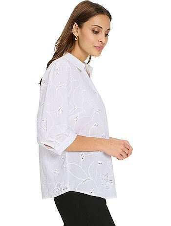 Chemisier En Coton Superbe Broderie De Madère - Taille Standard - Witt